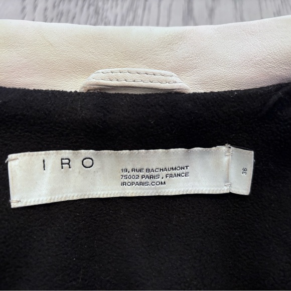 IRO Cream Lamb Leather Biker Jacket Size 4 (FR 36) - Picture 11 of 16